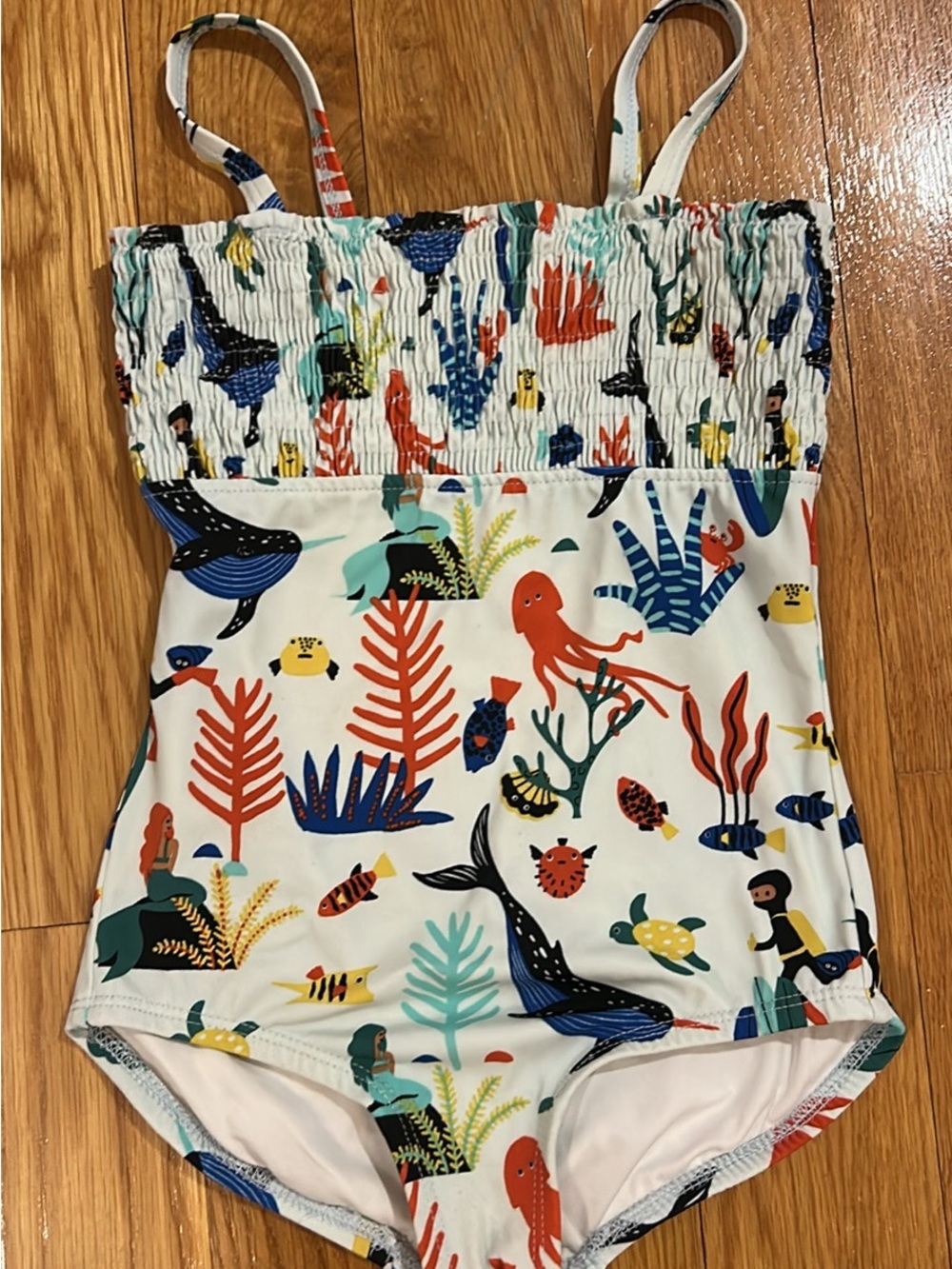 Girls One-Piece Swimsuit with Colorful Ocean Print